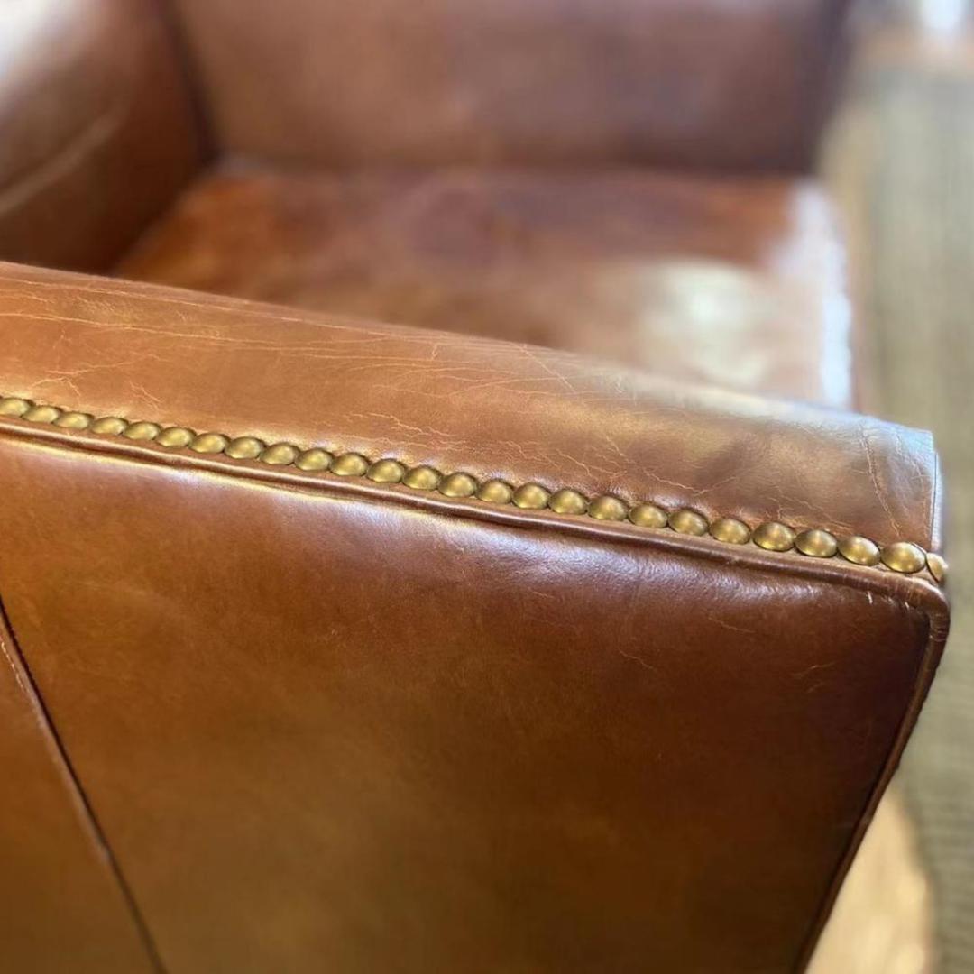 Buckingham Aged Italian Leather Wing Armchair image 5